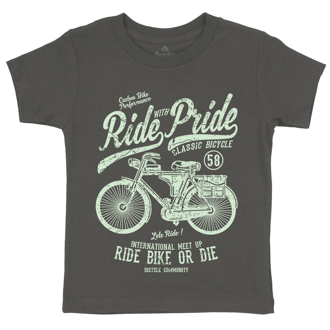 Ride With Pride Kids Crew Neck T-Shirt Bikes A121
