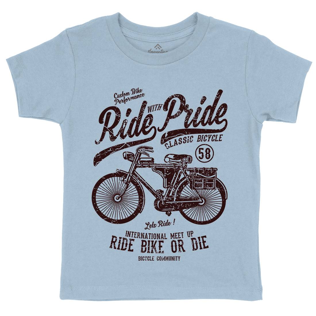 Ride With Pride Kids Organic Crew Neck T-Shirt Bikes A121