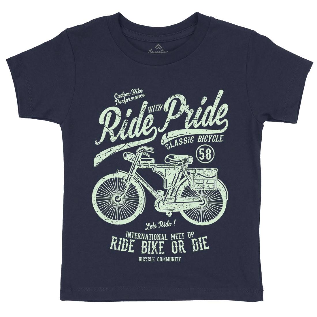 Ride With Pride Kids Organic Crew Neck T-Shirt Bikes A121
