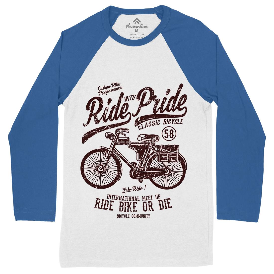 Ride With Pride Mens Long Sleeve Baseball T-Shirt Bikes A121