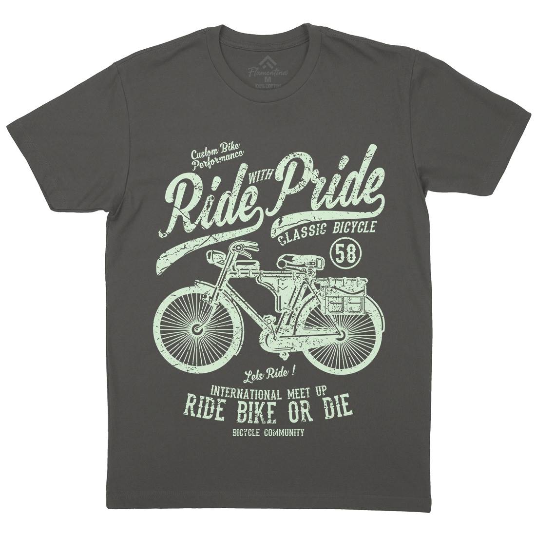 Ride With Pride Mens Organic Crew Neck T-Shirt Bikes A121