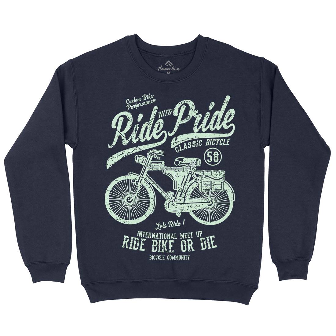Ride With Pride Mens Crew Neck Sweatshirt Bikes A121