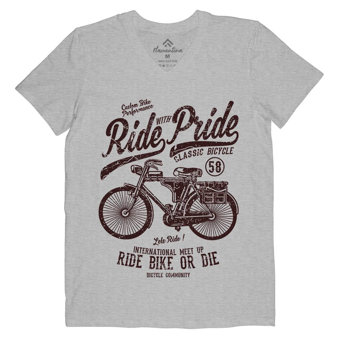 Ride With Pride Mens V-Neck T-Shirt Bikes A121