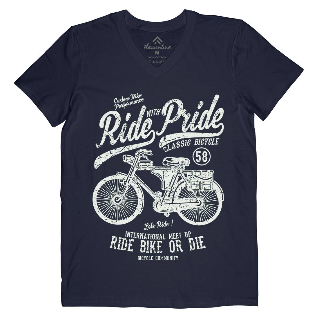 Ride With Pride Mens Organic V-Neck T-Shirt Bikes A121