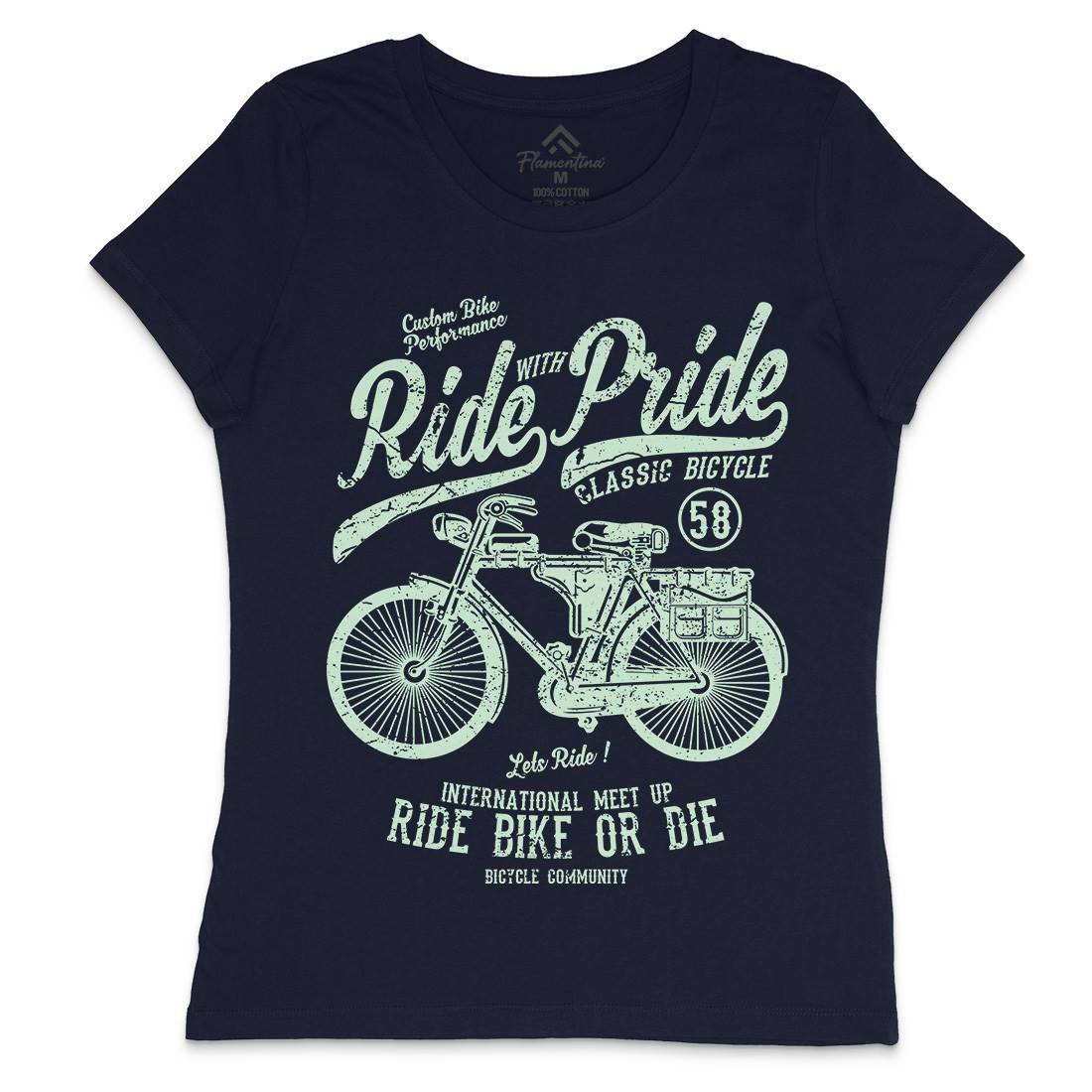 Ride With Pride Womens Crew Neck T-Shirt Bikes A121
