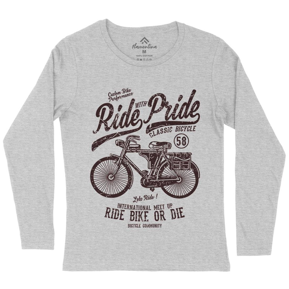 Ride With Pride Womens Long Sleeve T-Shirt Bikes A121