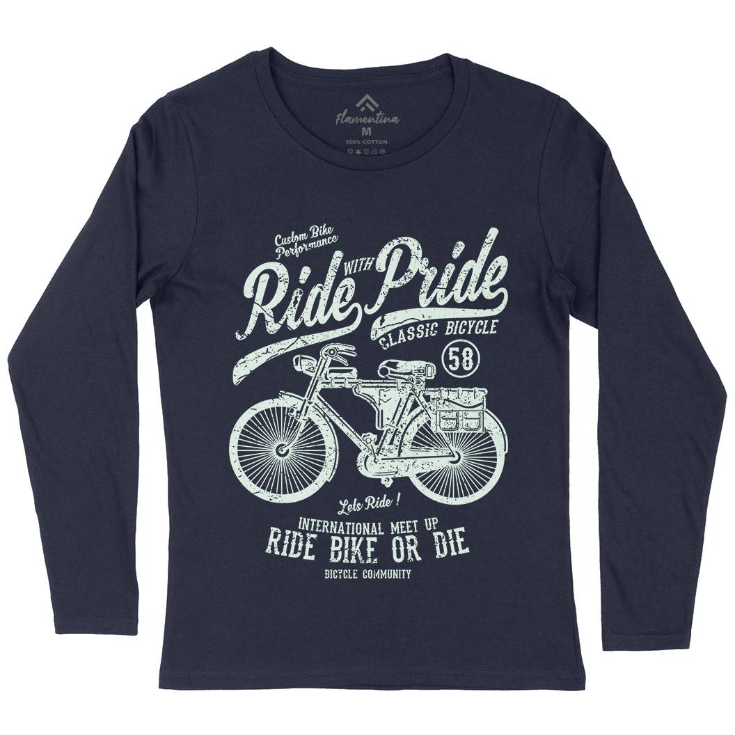 Ride With Pride Womens Long Sleeve T-Shirt Bikes A121