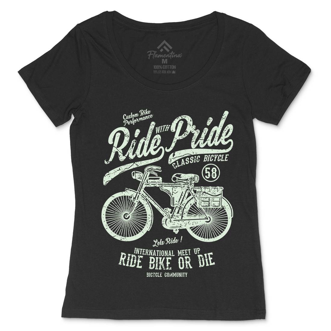 Ride With Pride Womens Scoop Neck T-Shirt Bikes A121