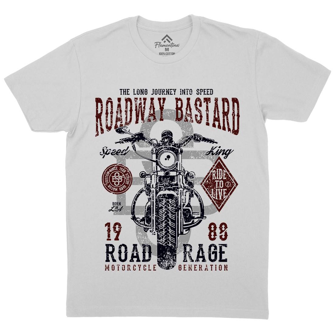 Roadway Bastard Mens Crew Neck T-Shirt Motorcycles A123