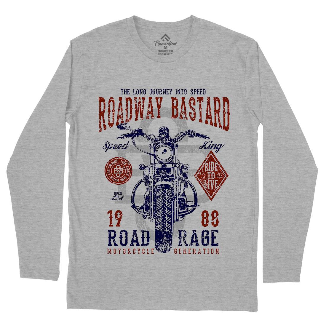 Roadway Bastard Mens Long Sleeve T-Shirt Motorcycles A123