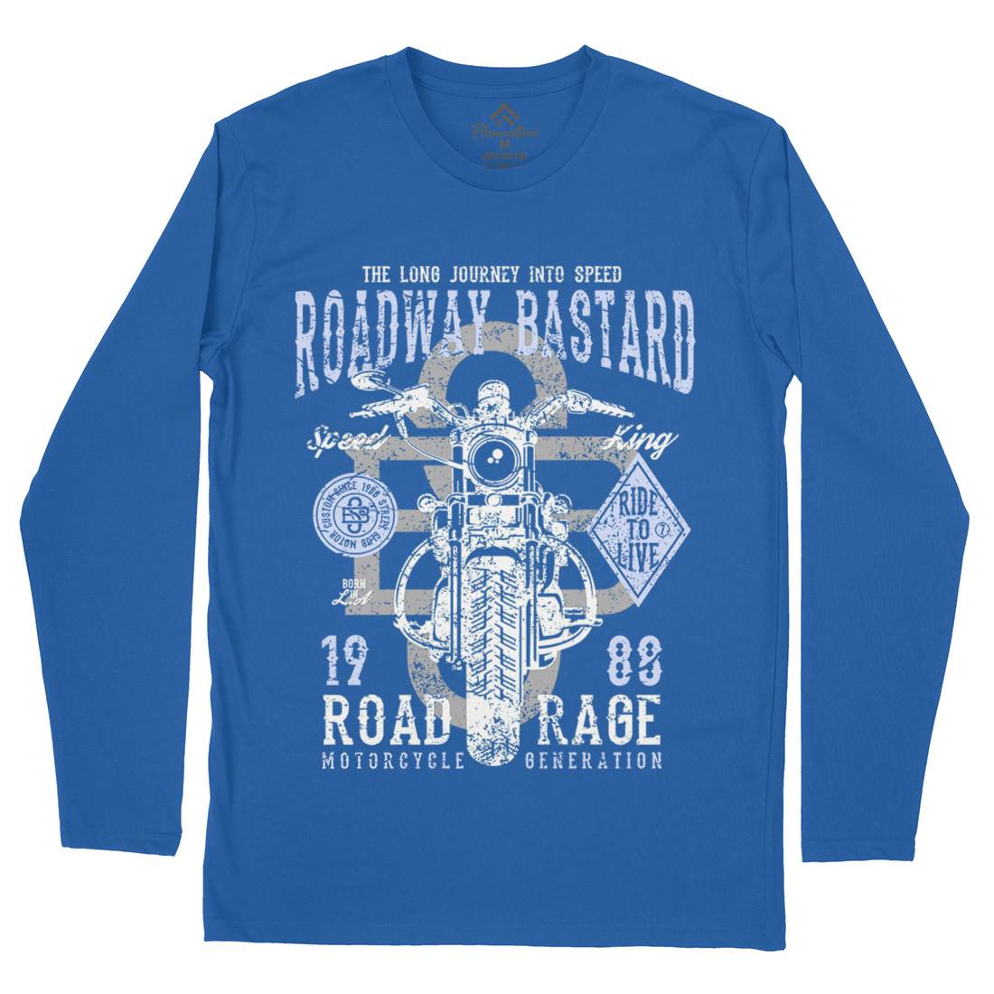 Roadway Bastard Mens Long Sleeve T-Shirt Motorcycles A123