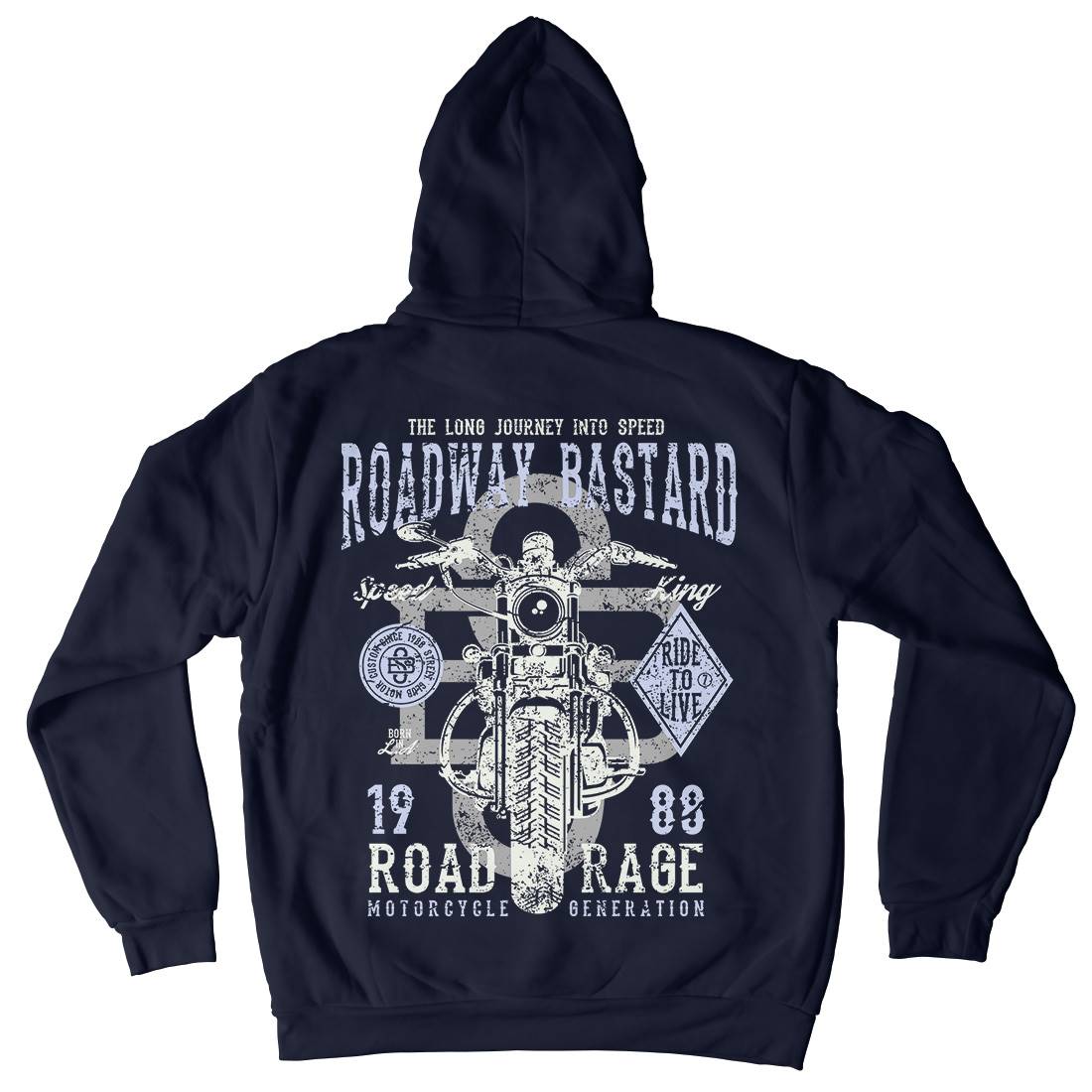 Roadway Bastard Mens Hoodie With Pocket Motorcycles A123