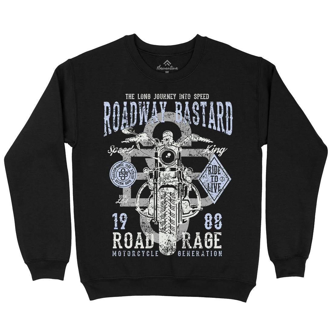 Roadway Bastard Mens Crew Neck Sweatshirt Motorcycles A123