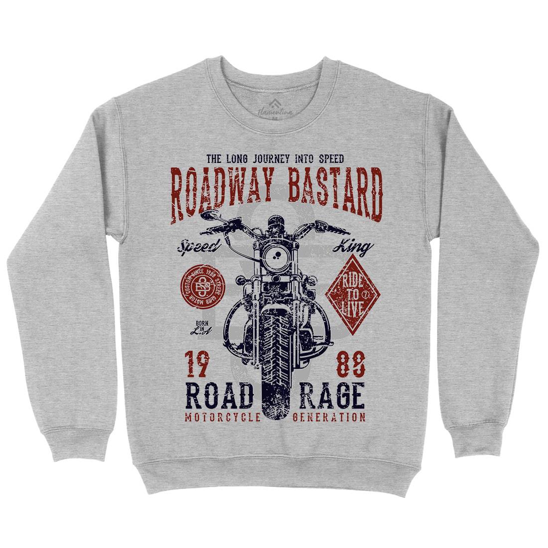 Roadway Bastard Mens Crew Neck Sweatshirt Motorcycles A123