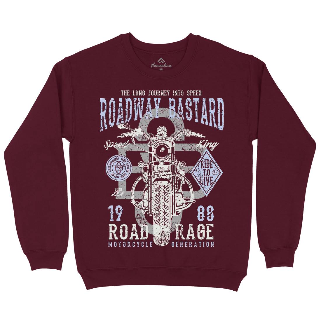 Roadway Bastard Mens Crew Neck Sweatshirt Motorcycles A123