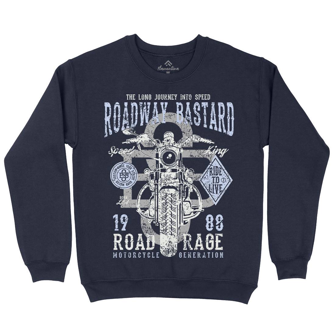 Roadway Bastard Mens Crew Neck Sweatshirt Motorcycles A123