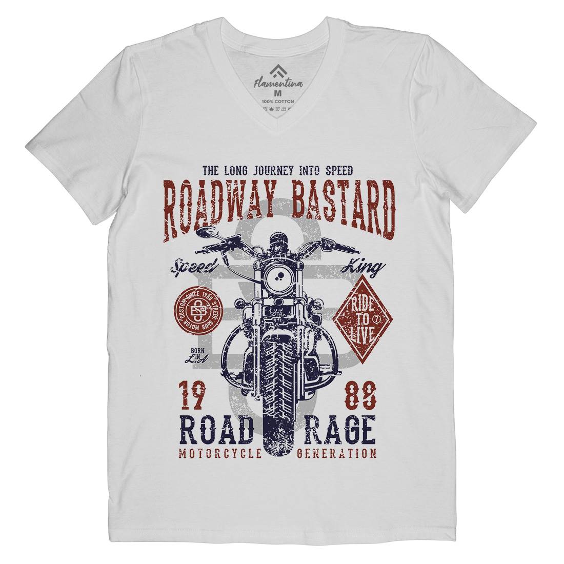 Roadway Bastard Mens V-Neck T-Shirt Motorcycles A123