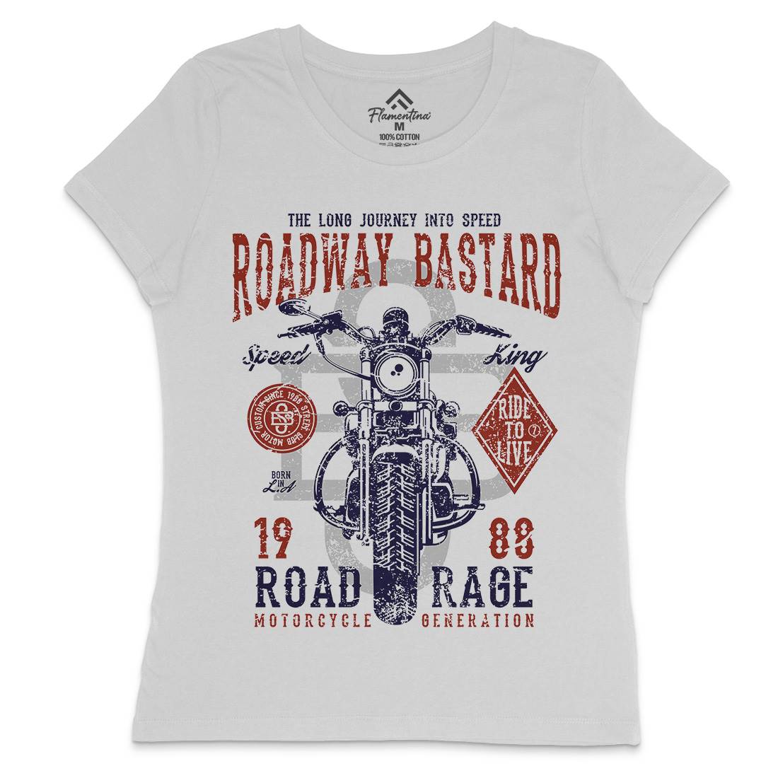 Roadway Bastard Womens Crew Neck T-Shirt Motorcycles A123