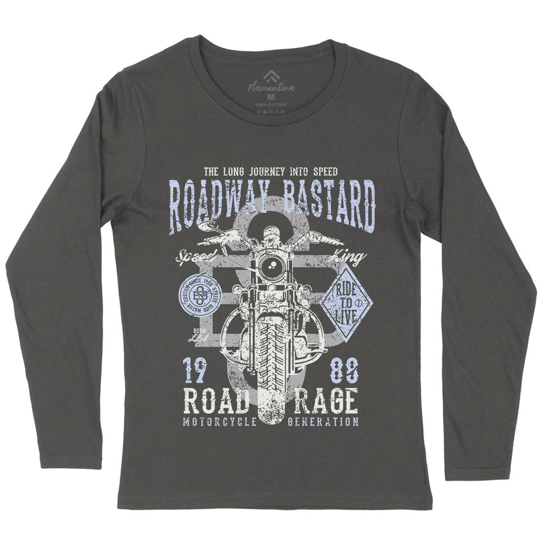 Roadway Bastard Womens Long Sleeve T-Shirt Motorcycles A123