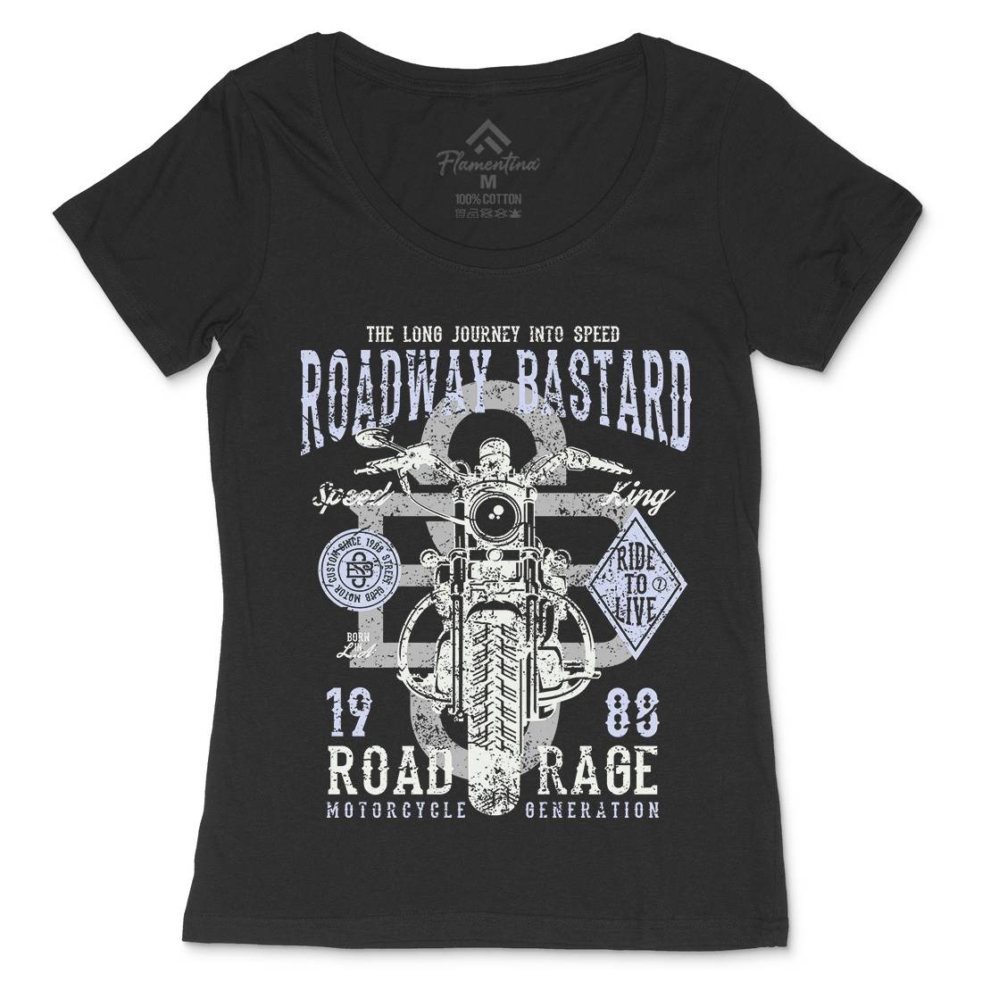 Roadway Bastard Womens Scoop Neck T-Shirt Motorcycles A123