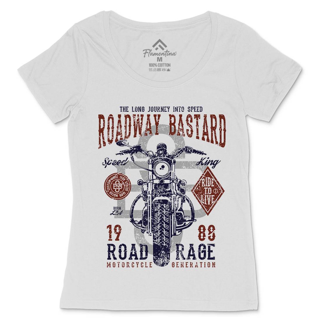 Roadway Bastard Womens Scoop Neck T-Shirt Motorcycles A123