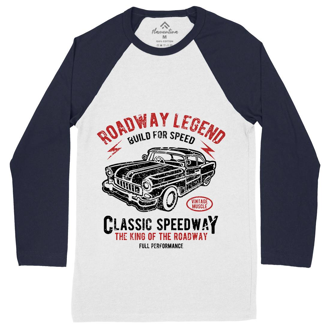 Roadway Legend Mens Long Sleeve Baseball T-Shirt Cars A124