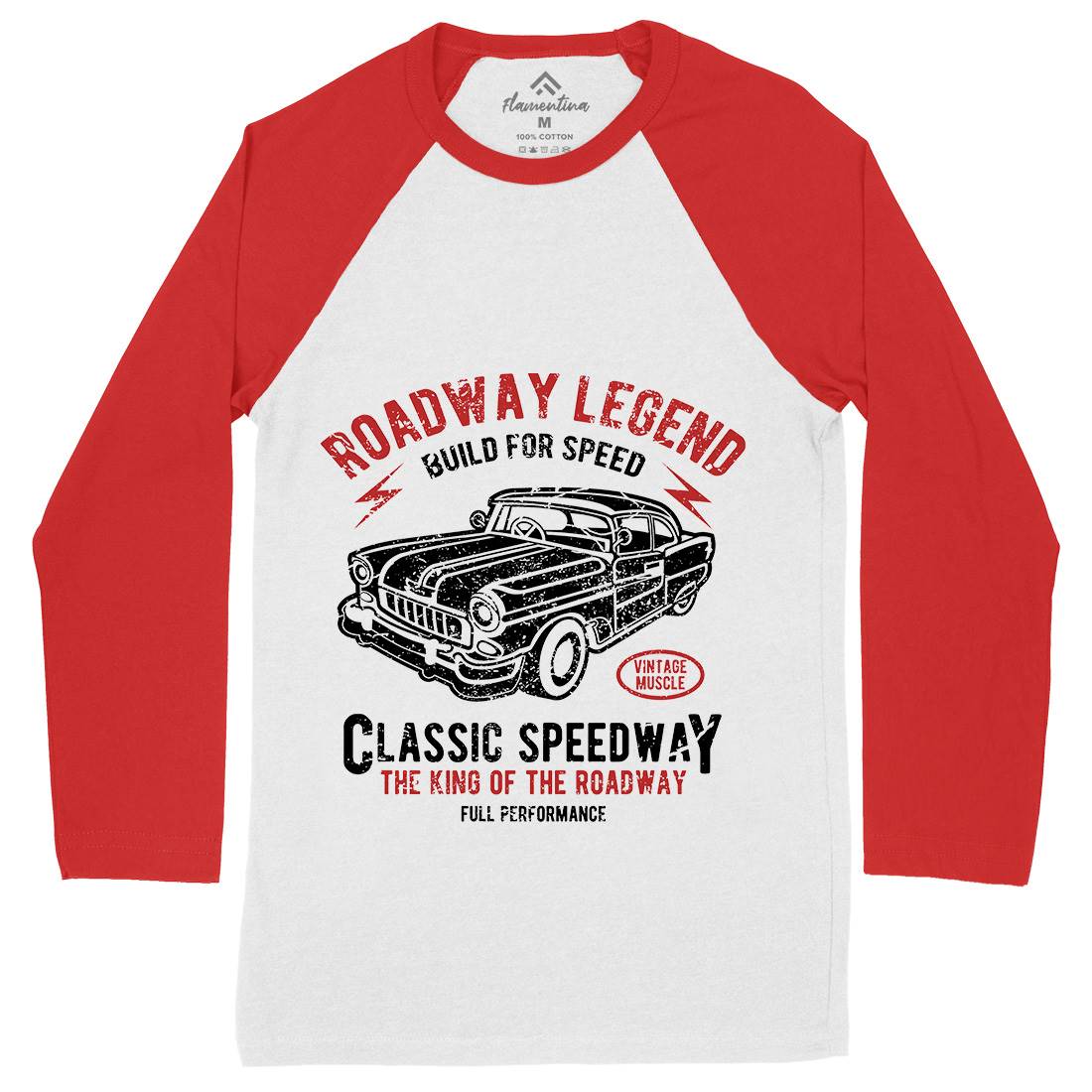 Roadway Legend Mens Long Sleeve Baseball T-Shirt Cars A124