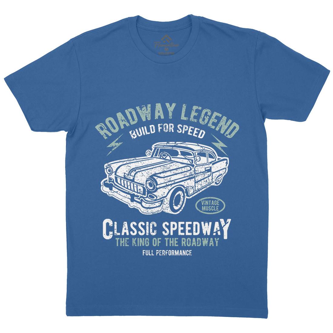 Roadway Legend Mens Organic Crew Neck T-Shirt Cars A124