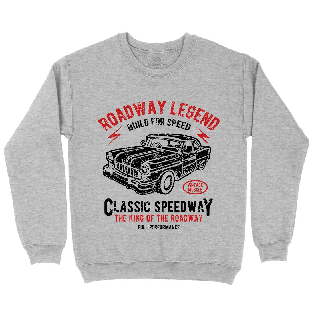 Roadway Legend Mens Crew Neck Sweatshirt Cars A124