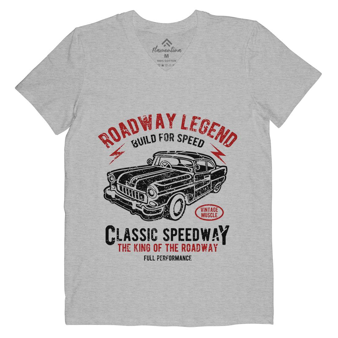 Roadway Legend Mens V-Neck T-Shirt Cars A124