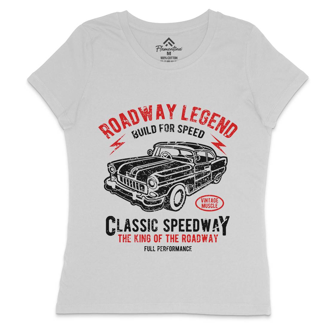 Roadway Legend Womens Crew Neck T-Shirt Cars A124