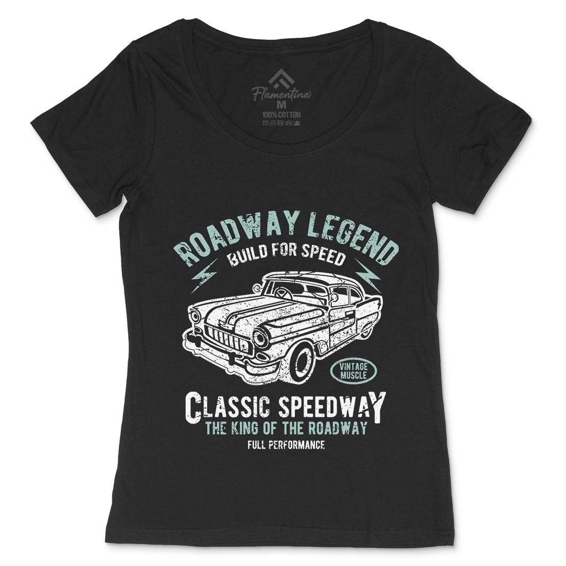 Roadway Legend Womens Scoop Neck T-Shirt Cars A124