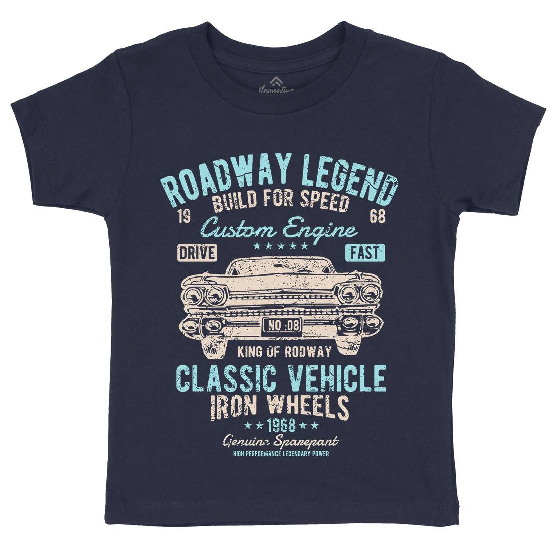 Roadway Legend Kids Organic Crew Neck T-Shirt Cars A125