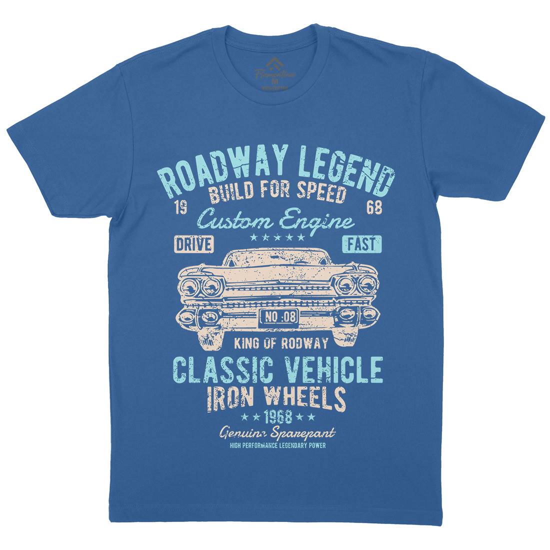 Roadway Legend Mens Organic Crew Neck T-Shirt Cars A125