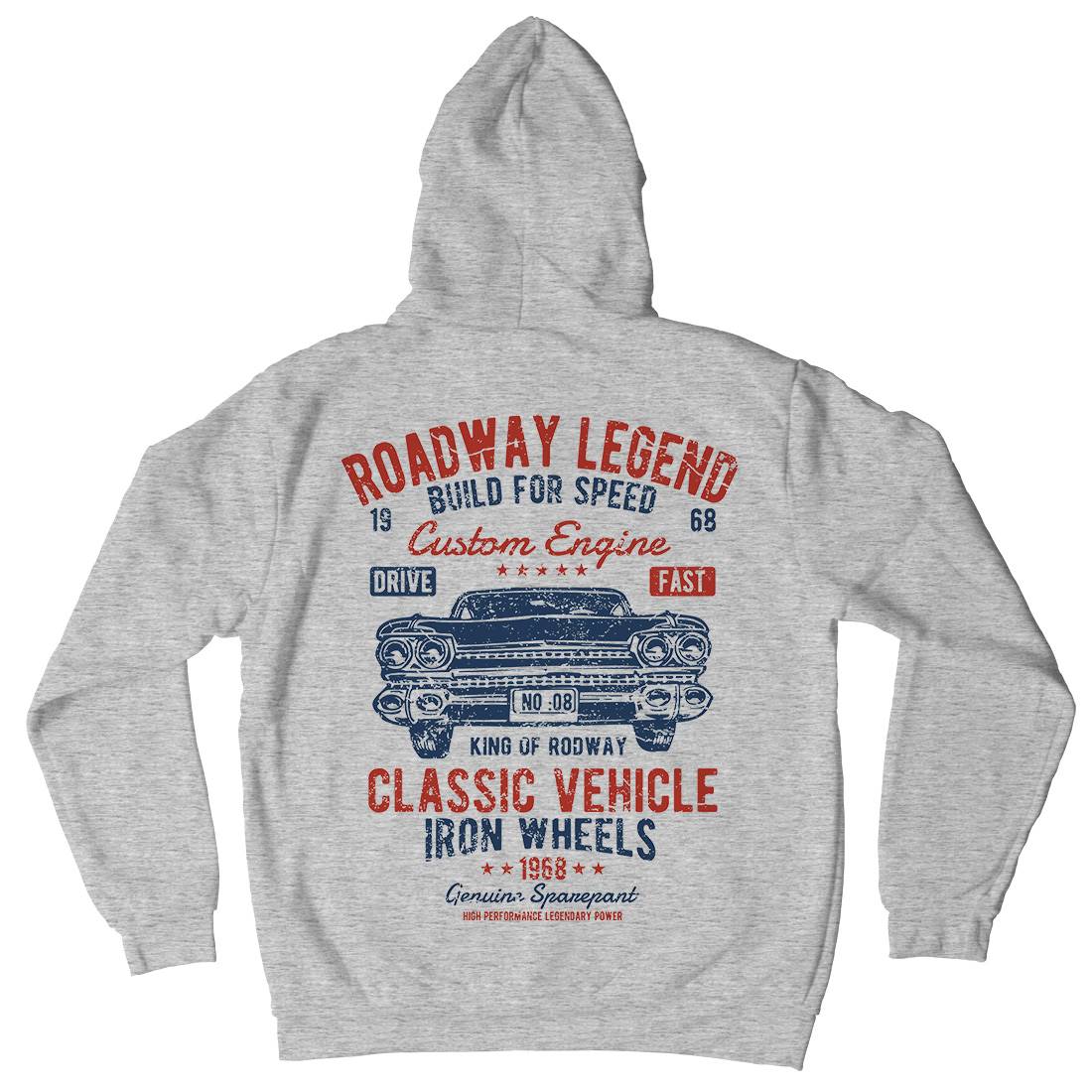 Roadway Legend Mens Hoodie With Pocket Cars A125