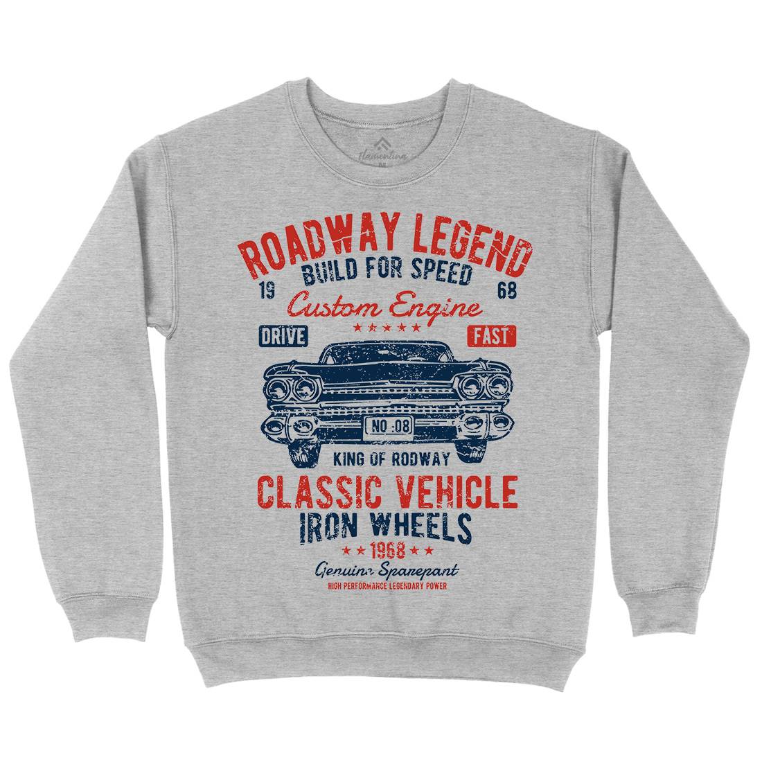 Roadway Legend Mens Crew Neck Sweatshirt Cars A125