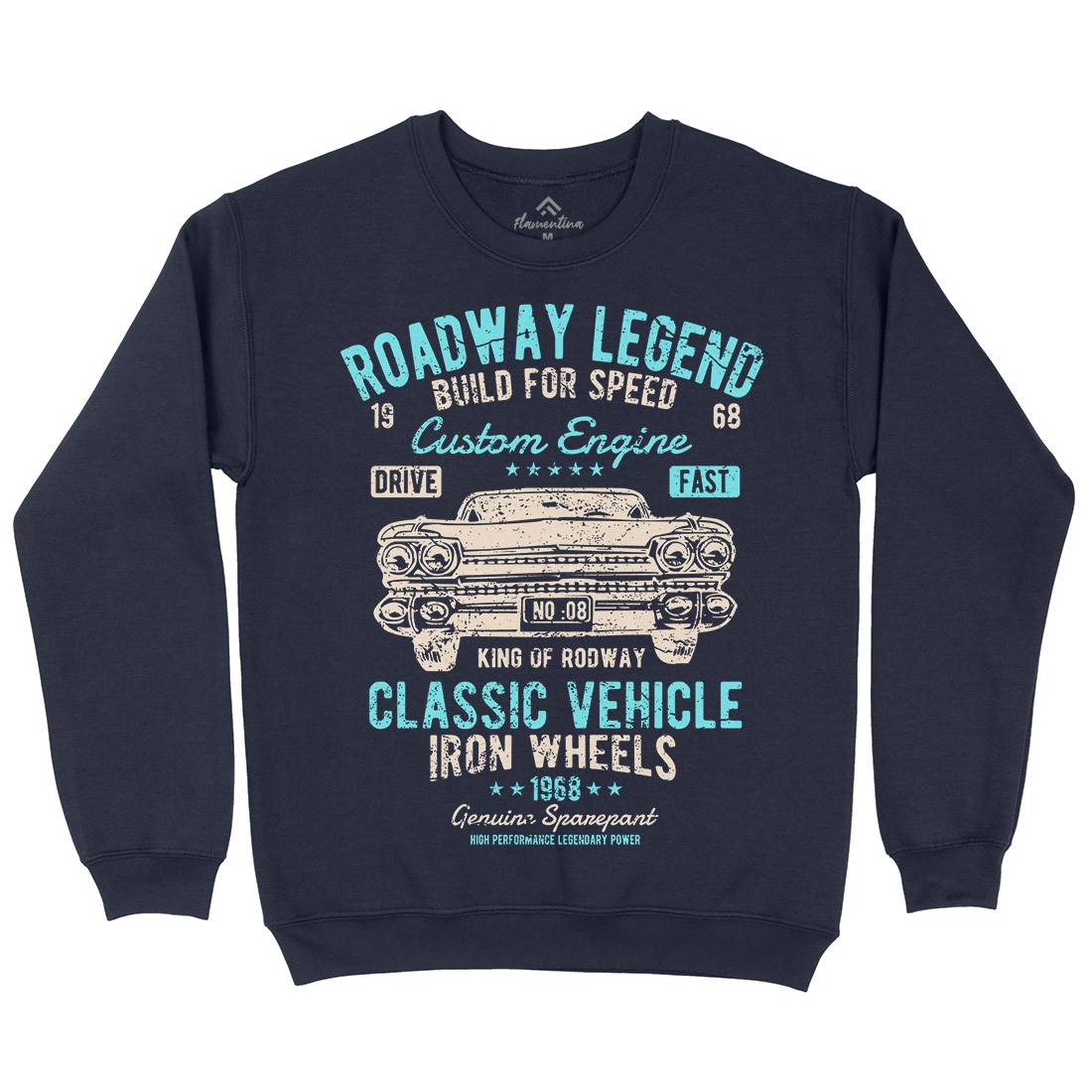 Roadway Legend Mens Crew Neck Sweatshirt Cars A125