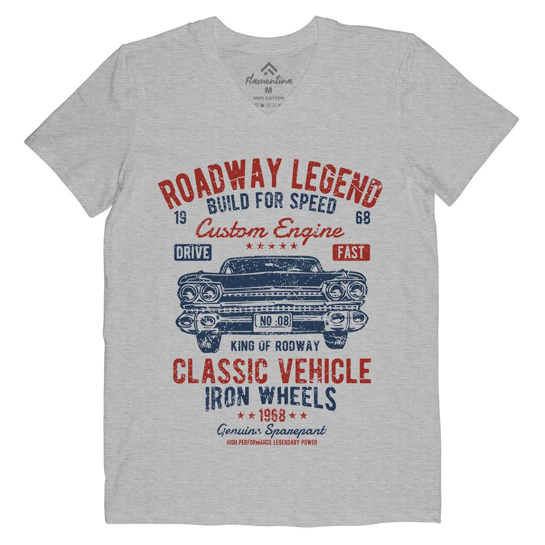 Roadway Legend Mens V-Neck T-Shirt Cars A125