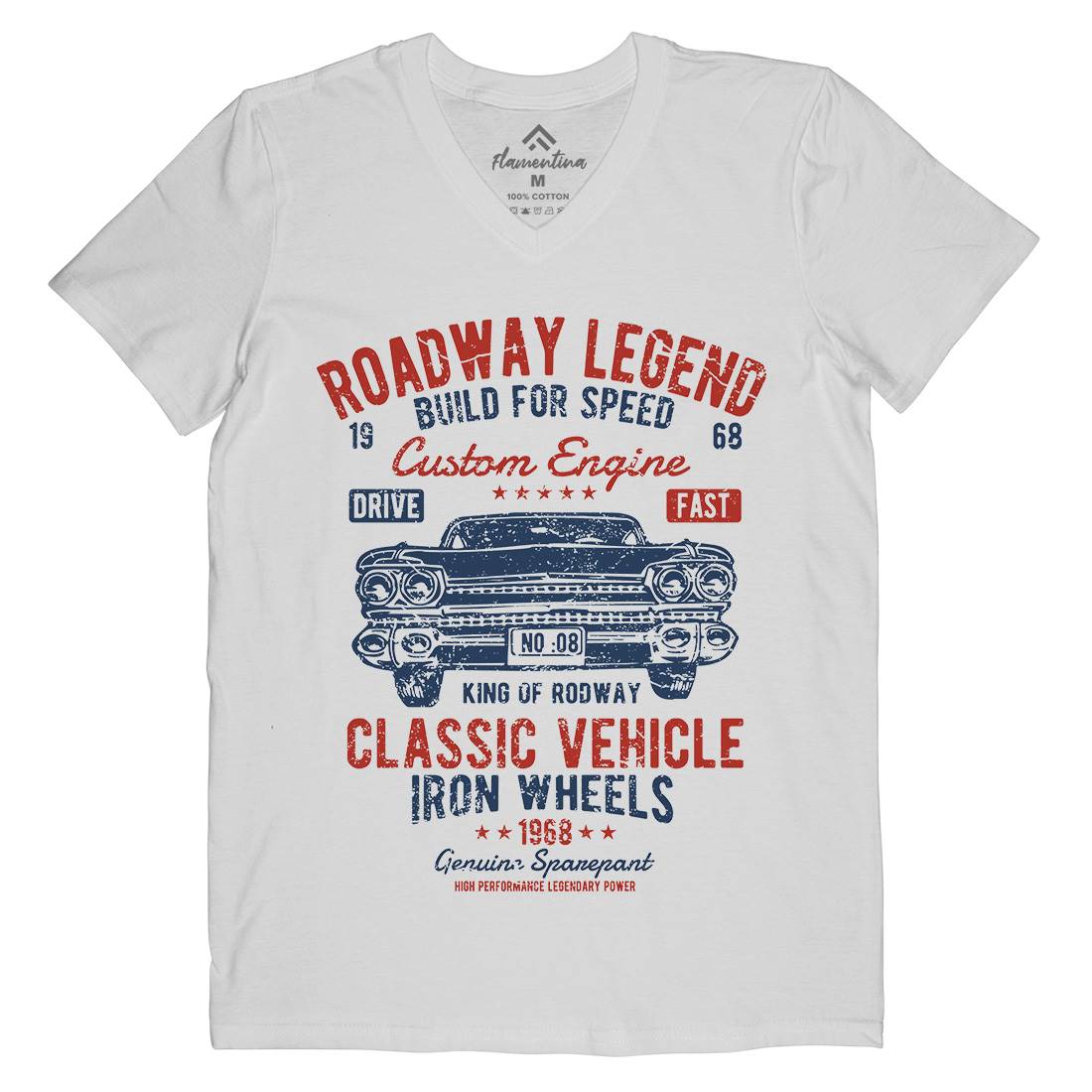 Roadway Legend Mens V-Neck T-Shirt Cars A125
