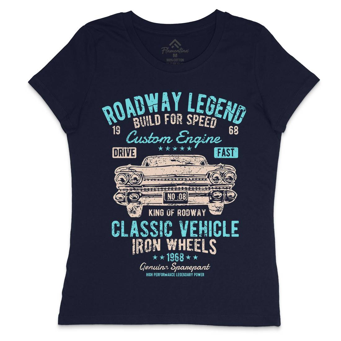Roadway Legend Womens Crew Neck T-Shirt Cars A125