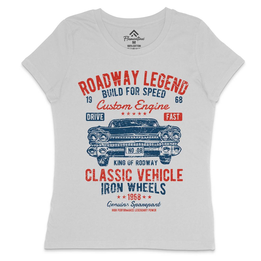 Roadway Legend Womens Crew Neck T-Shirt Cars A125