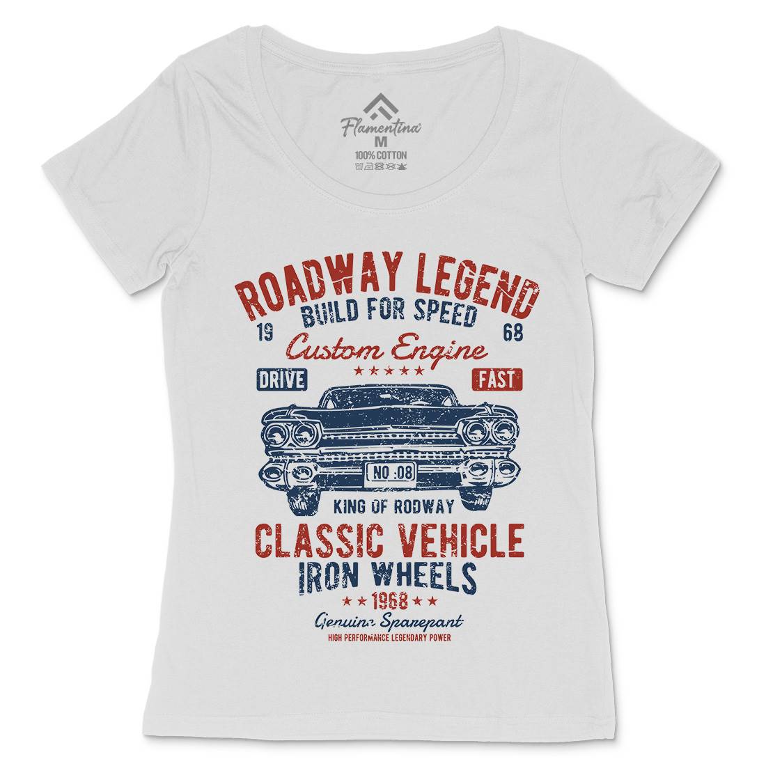 Roadway Legend Womens Scoop Neck T-Shirt Cars A125