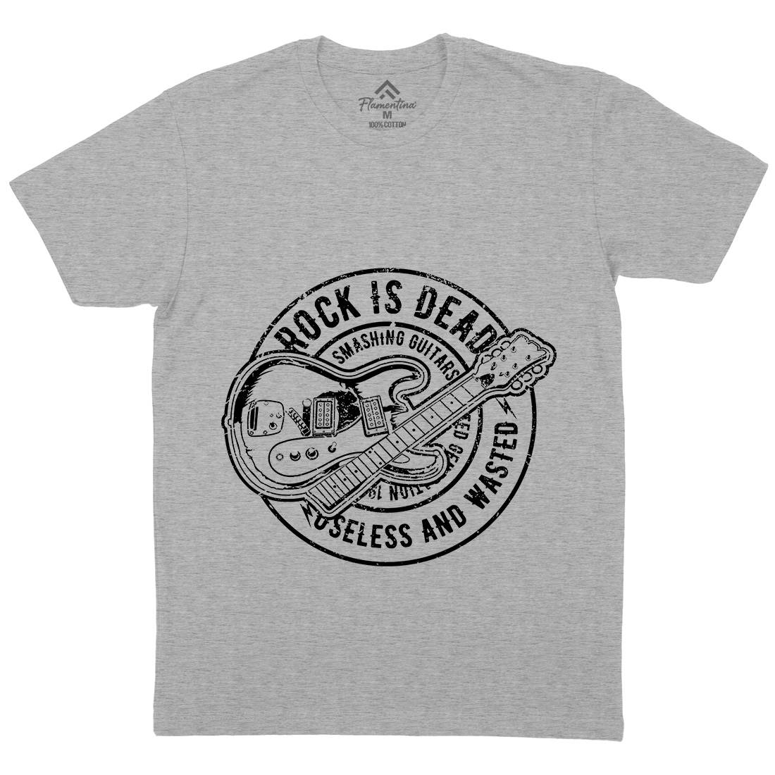 Rock Is Dead Mens Organic Crew Neck T-Shirt Music A126
