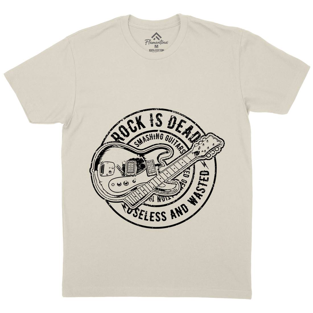Rock Is Dead Mens Organic Crew Neck T-Shirt Music A126