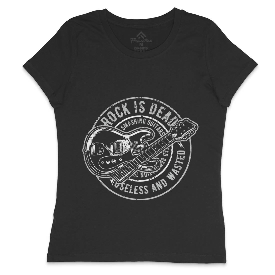 Rock Is Dead Womens Crew Neck T-Shirt Music A126