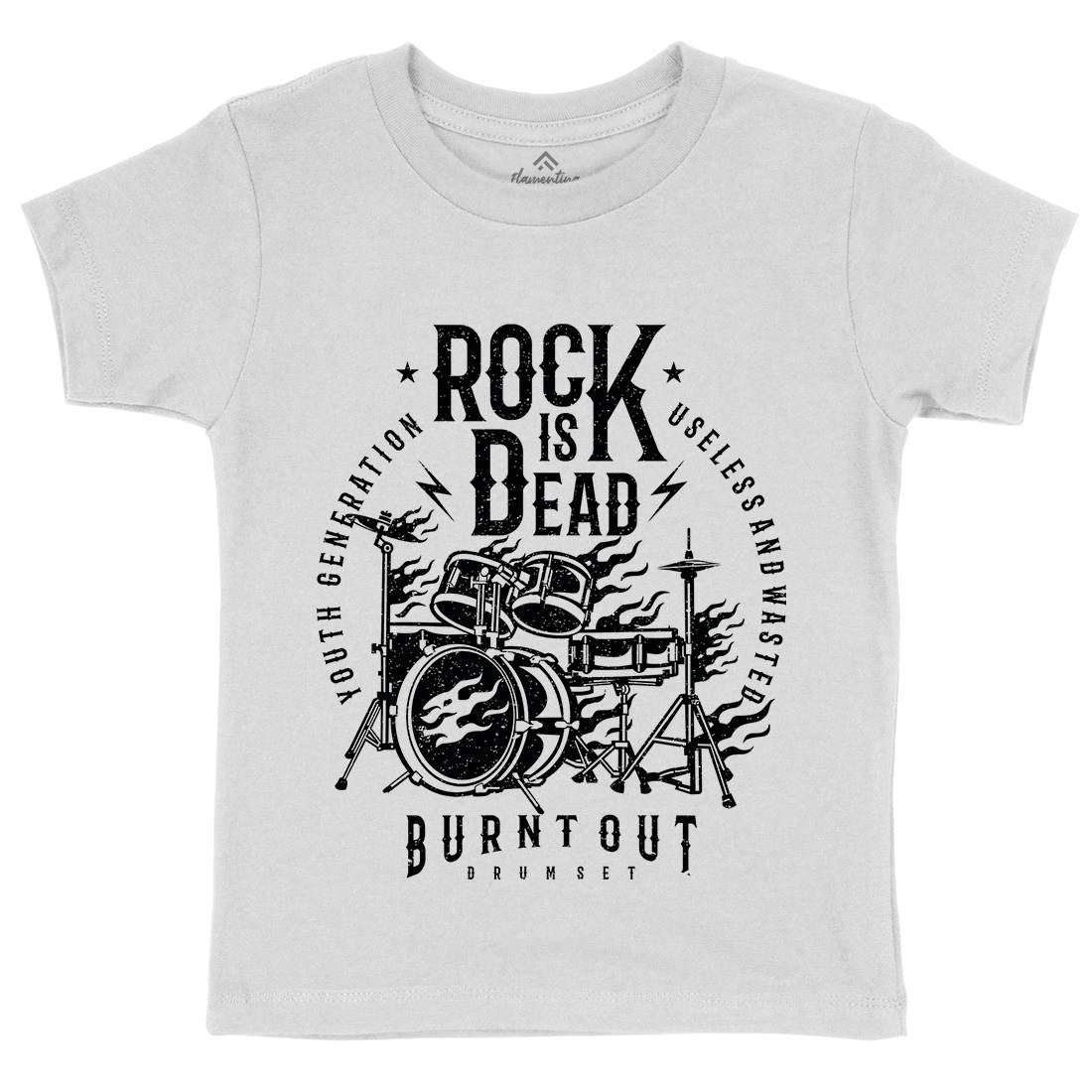 Rock Is Dead Kids Organic Crew Neck T-Shirt Music A127