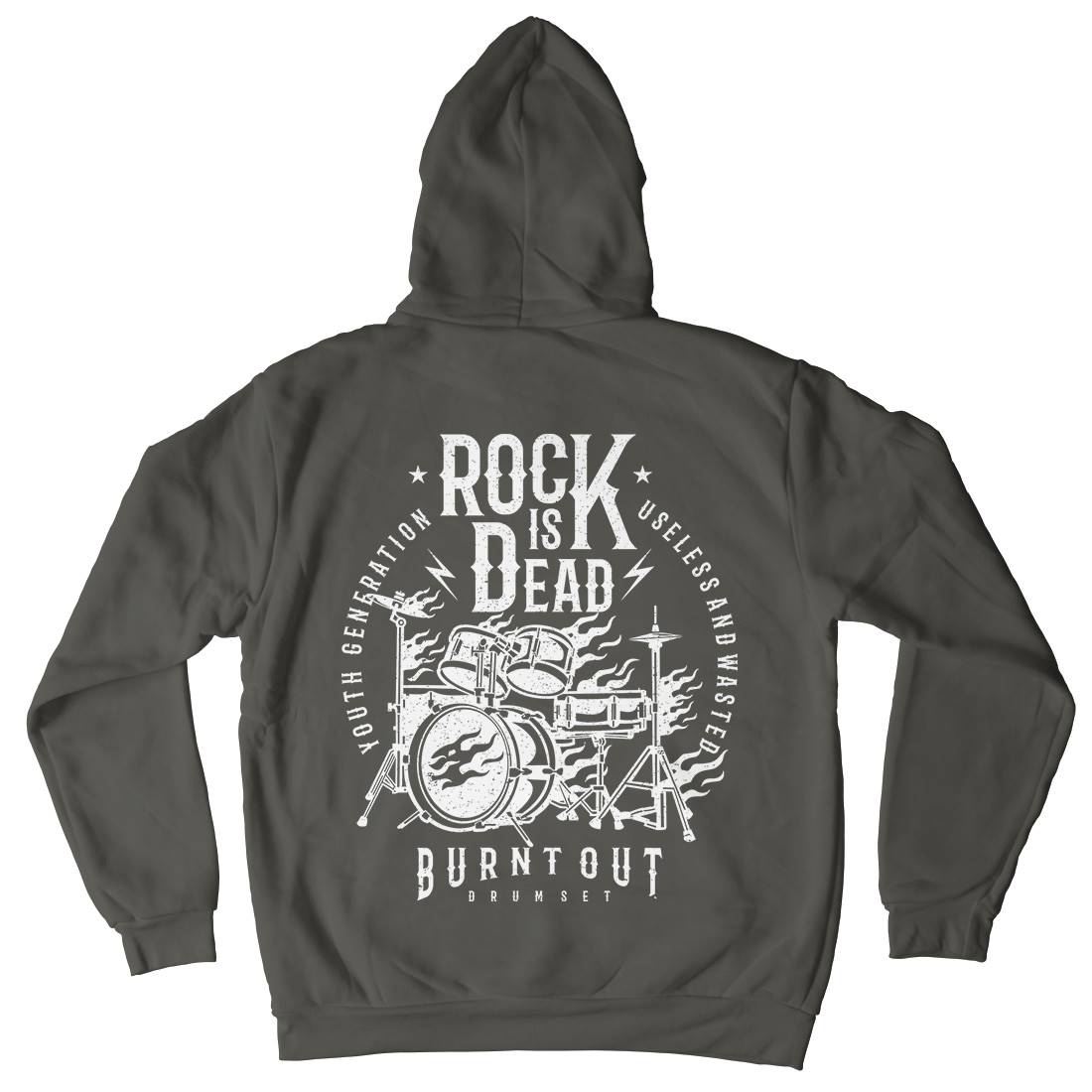 Rock Is Dead Mens Hoodie With Pocket Music A127
