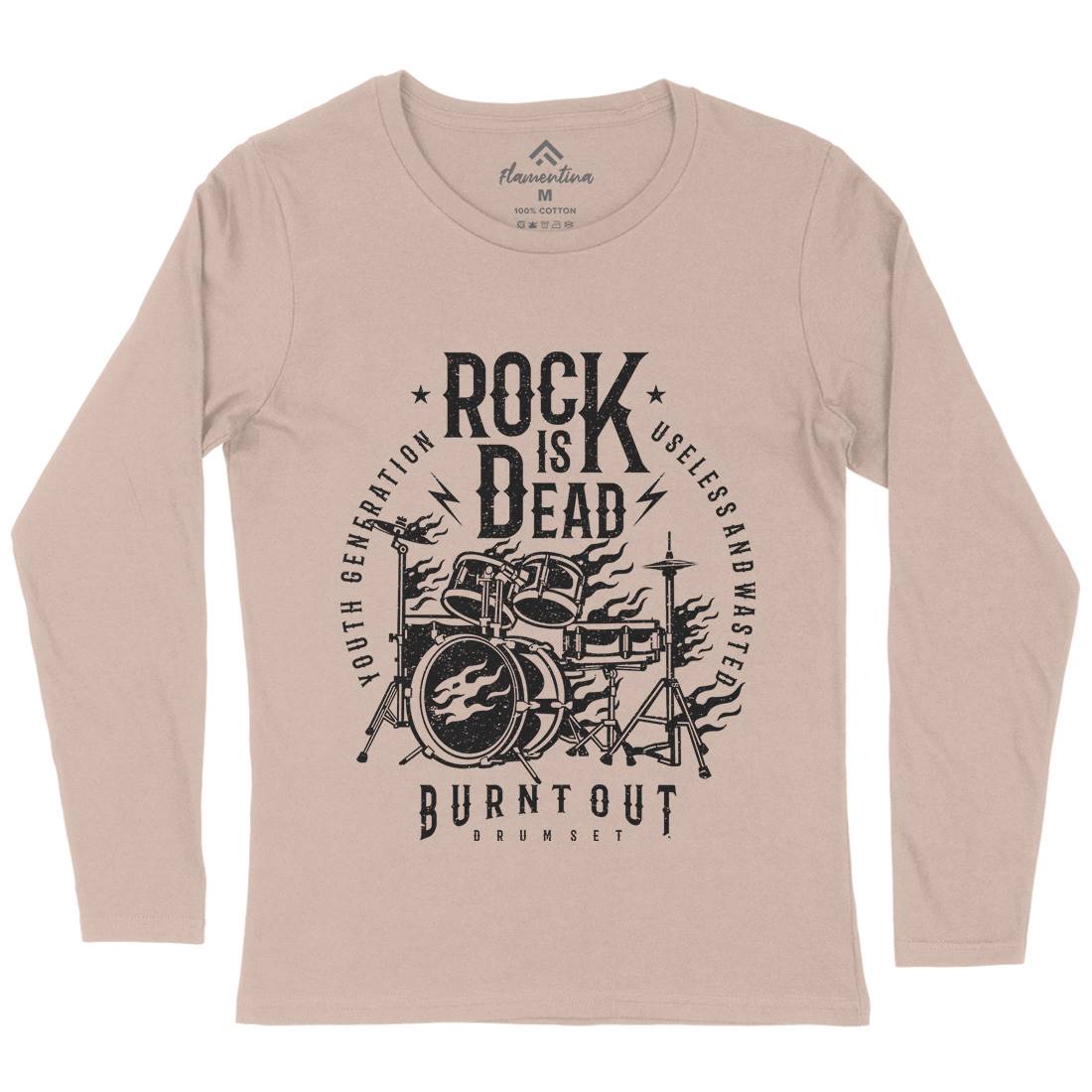 Rock Is Dead Womens Long Sleeve T-Shirt Music A127