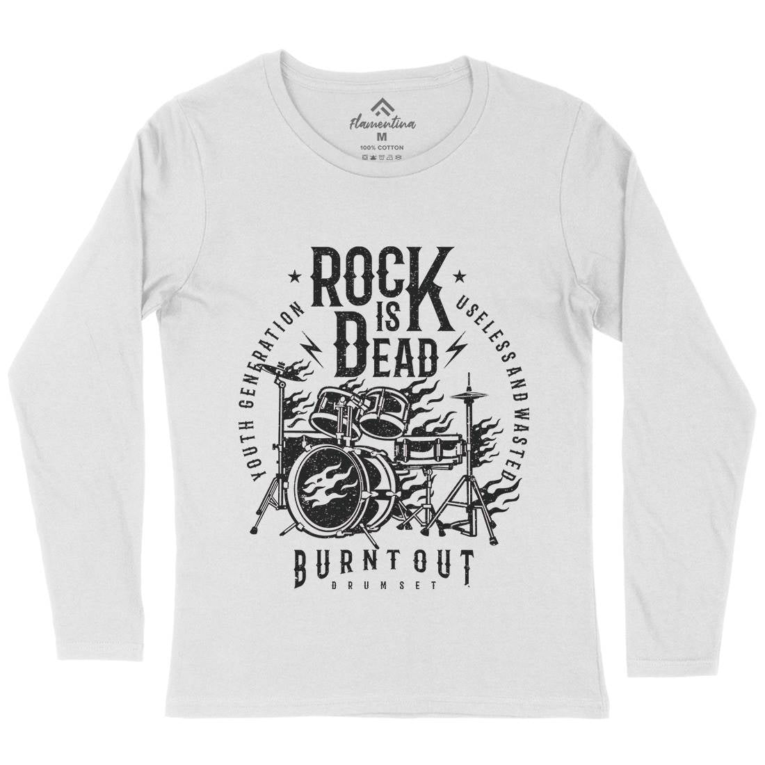 Rock Is Dead Womens Long Sleeve T-Shirt Music A127