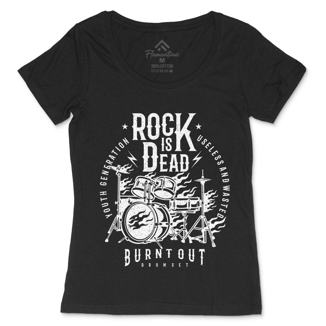 Rock Is Dead Womens Scoop Neck T-Shirt Music A127